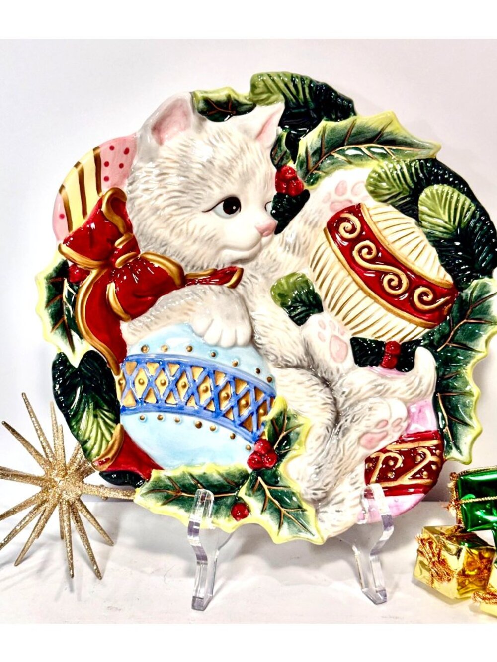 Fitz and Floyd Kitty Christmas Plate Appetizers/Dessert Plate /Origin